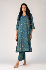 Cotton Hand Block Dabu Printed Kurta - Green