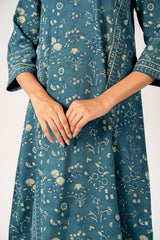 Cotton Hand Block Dabu Printed Kurta - Green