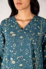 Cotton Hand Block Dabu Printed Kurta - Green