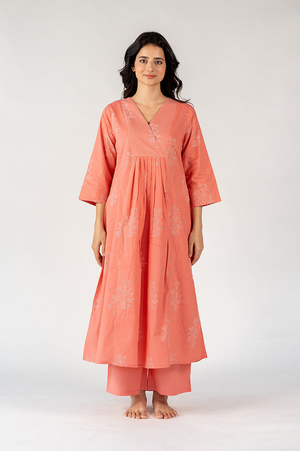 Cotton Hand Block Printed Kurta - Pink