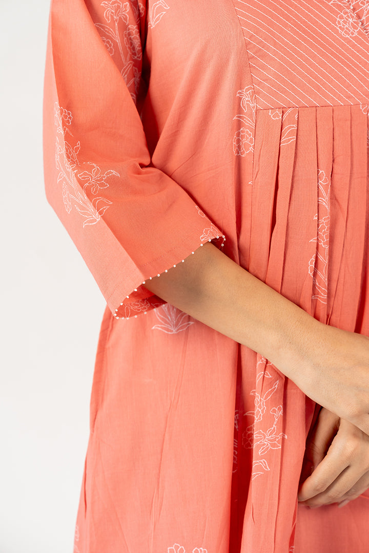 Cotton Hand Block Printed Kurta - Pink