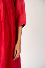 Chanderi Hand Embroidered Kurta - Pink