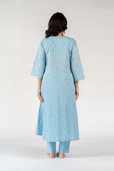 Cotton Hand Block Printed Kurta - Blue