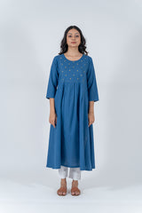 Cotton Hand Embroidery Kurta - Blue