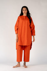 Cotton Poplin Tunic Top - Rust