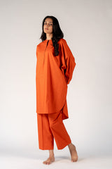 Cotton Poplin Parallel - Rust