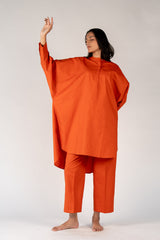 Cotton Poplin Tunic Top - Rust