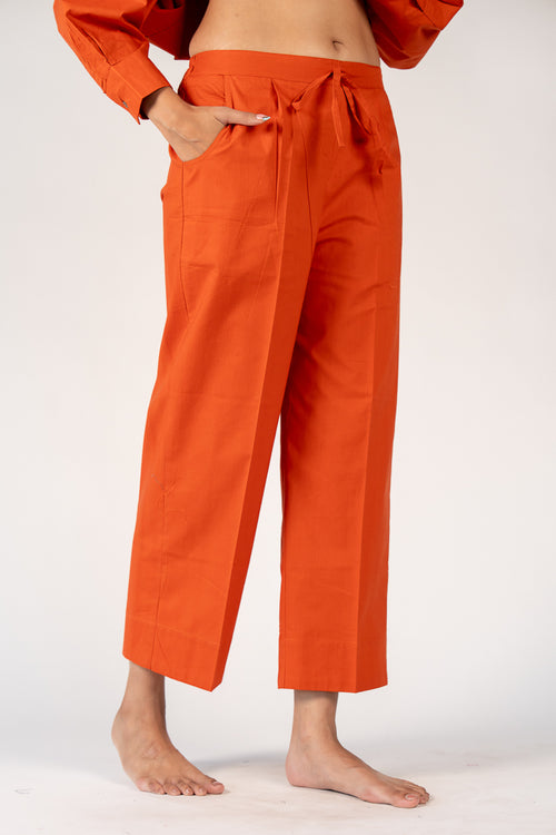 Cotton Poplin Parallel - Rust