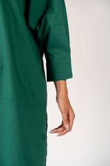 Cotton Poplin Tunic Top - Green