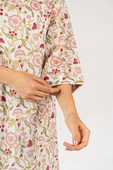 Cotton Hand Block Printed Kurta - White