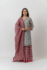 Chanderi Hand Block Printed Dupatta - Onion Pink