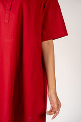 Cotton Poplin Tunic - Red