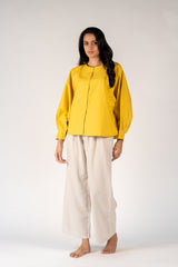 Cotton Poplin Kaftan Top - Yellow