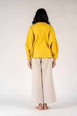 Cotton Poplin Kaftan Top - Yellow
