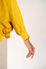 Cotton Poplin Kaftan Top - Yellow