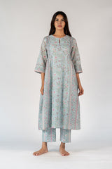 Cotton Hand Block Printed Pant - Blue