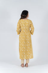 Cotton Hand Block Printed Kurta - Yellow