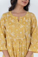 Cotton Hand Block Printed Kurta - Yellow