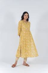 Cotton Hand Block Printed Kurta - Yellow