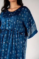 Ajrakh Modal Kaftan With Adjustable String - Indigo