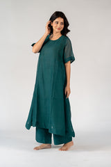Chanderi Hand Embroidered Kurta - Green