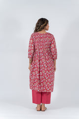 Cotton Hand Blocked Printed Kurta - Pink