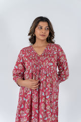 Cotton Hand Blocked Printed Kurta - Pink