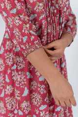 Cotton Hand Blocked Printed Kurta - Pink