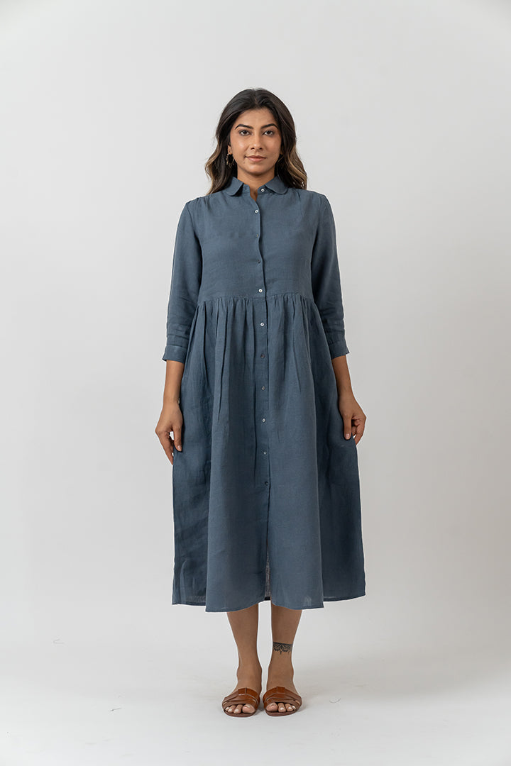 Linen Dress - Indigo