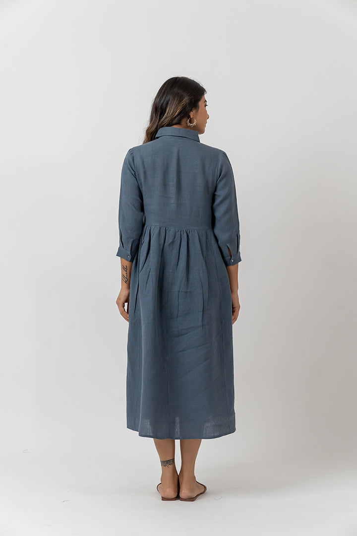 Linen Dress - Indigo