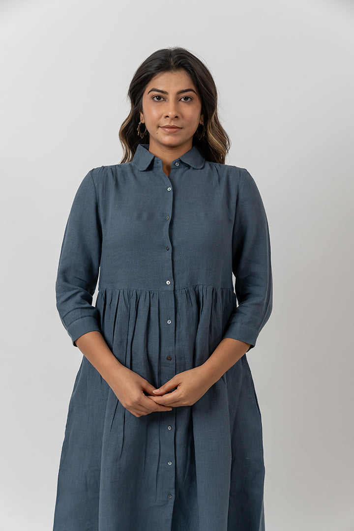 Linen Dress - Indigo