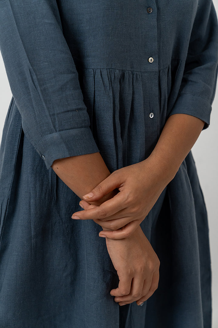 Linen Dress - Indigo