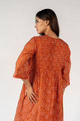 Chanderi Embroidered Kurta - Rust