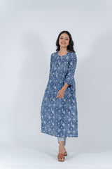 Cotton Hand Block Printed Kurta - Blue