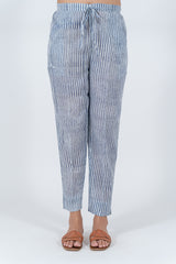 Cotton Hand Block Printed Pant - Blue