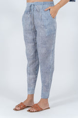 Cotton Hand Block Printed Pant - Blue