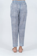 Cotton Hand Block Printed Pant - Blue