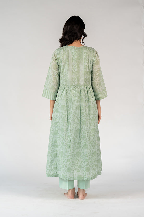 Cotton Hand Block Printed Kurta - Green