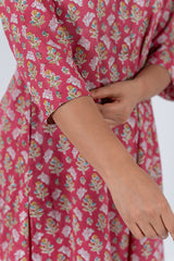 Cotton Hand Blocked Printed Kurta - Pink