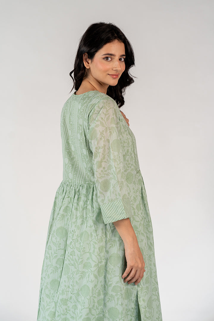 Cotton Hand Block Printed Kurta - Green