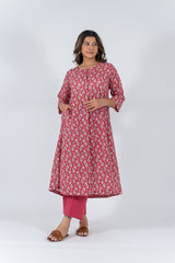 Cotton Hand Blocked Printed Kurta - Pink