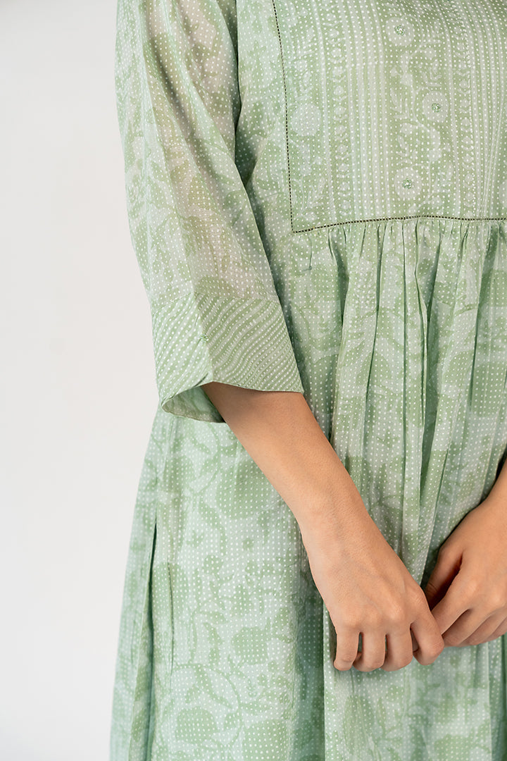 Cotton Hand Block Printed Kurta - Green