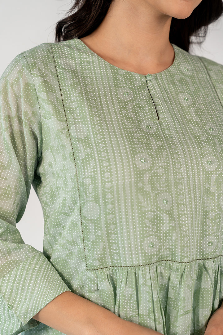 Cotton Hand Block Printed Kurta - Green
