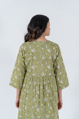 Cotton Hand Block Printed Kurta - Green