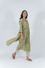 Cotton Hand Block Printed Pant - Green