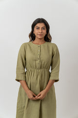 Linen Dress - Pista Green