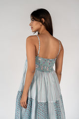 Cotton Hand Block Printed Dress - Blue