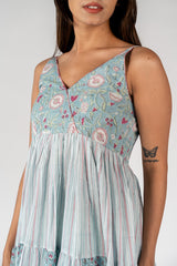Cotton Hand Block Printed Dress - Blue