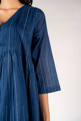 Cotton Hand Block Printed Dress - Blue