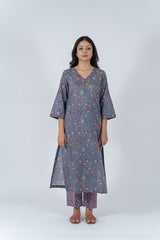 Cotton Hand Block Printed Kurta - Blue